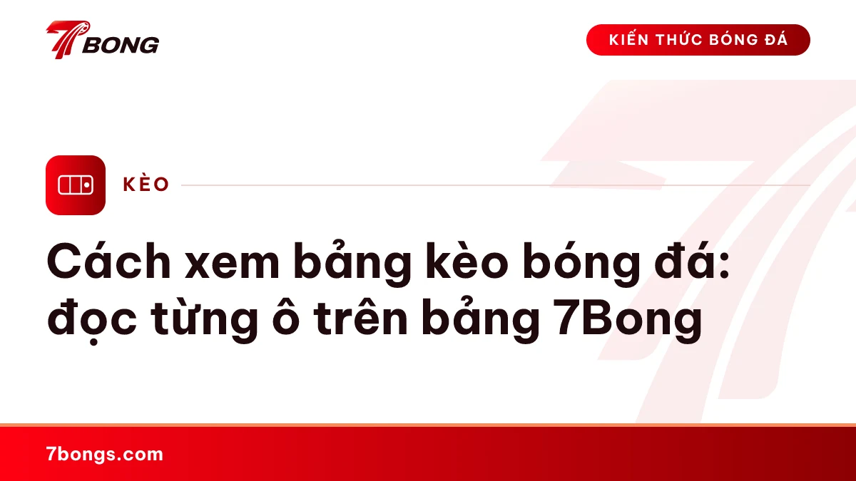 Ảnh đại diện bài kiến thức: Cách xem bảng kèo bóng đá: đọc từng ô trên bảng 7Bong