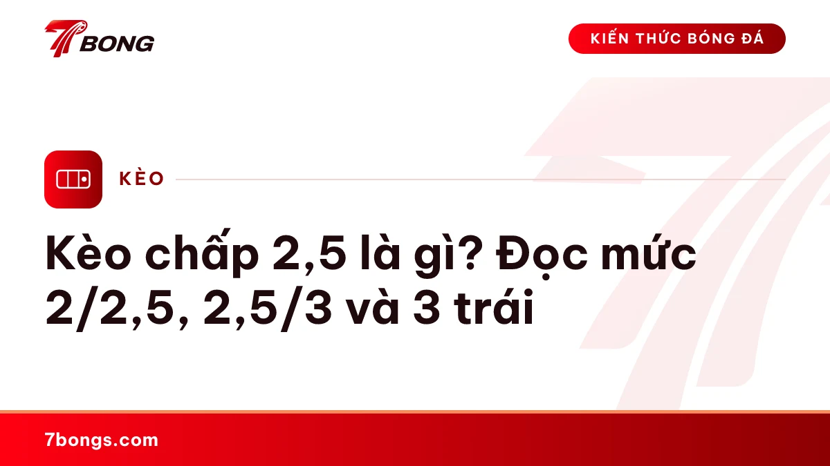 Ảnh đại diện bài kiến thức: Kèo chấp 2,5 là gì? Đọc mức 2/2,5, 2,5/3 và 3 trái