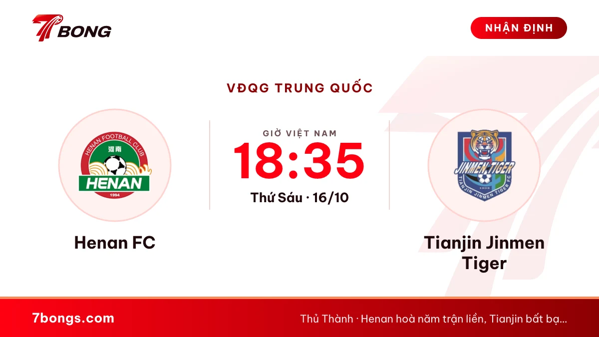 Nhận định Henan vs Tianjin: hai đội bị trừ điểm gặp nhau