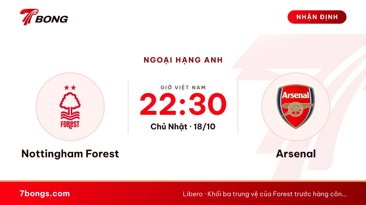 Nhận định Forest vs Arsenal: khối ba trung vệ chờ Arsenal