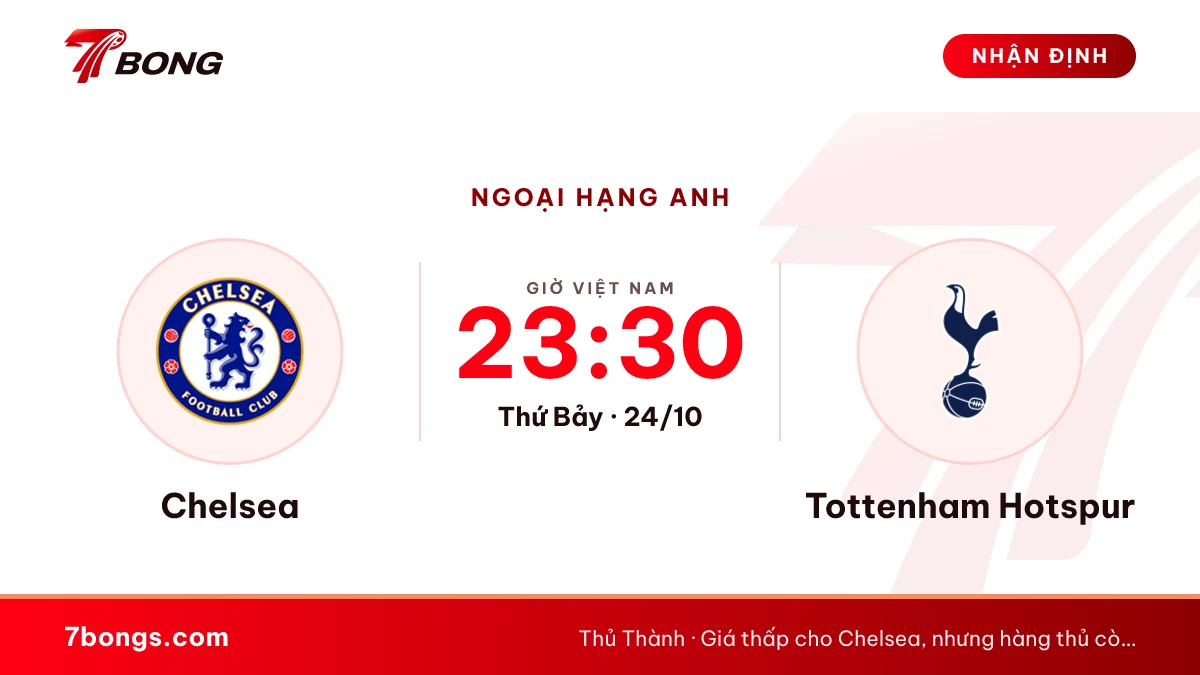 Nhận định Chelsea vs Tottenham Hotspur ngày 24/10/2026