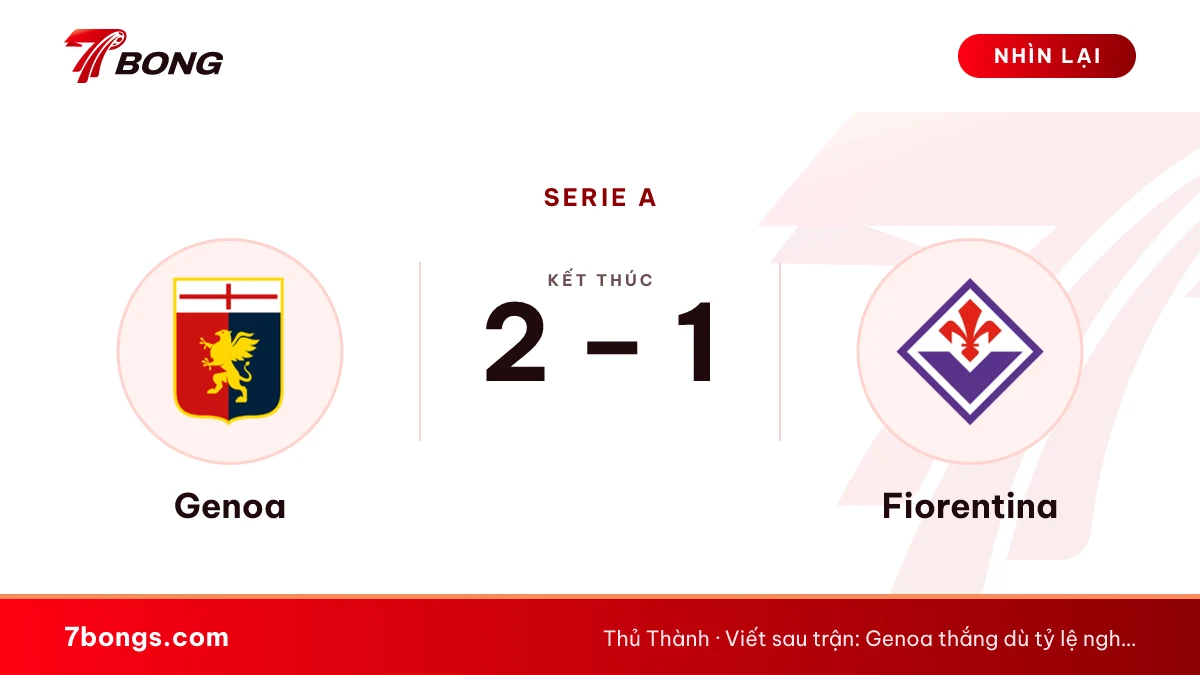 Genoa vs Fiorentina 2-1: trận thắng đầu tiên của Genoa