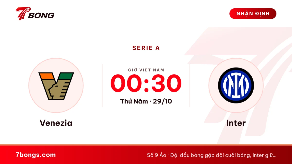 Nhận định Venezia vs Inter ngày 29/10/2026