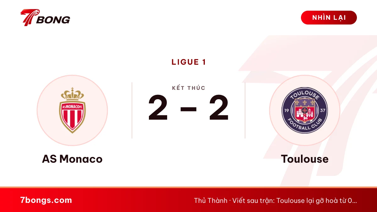 Nhận định Monaco vs Toulouse: Monaco mất lợi thế hai bàn