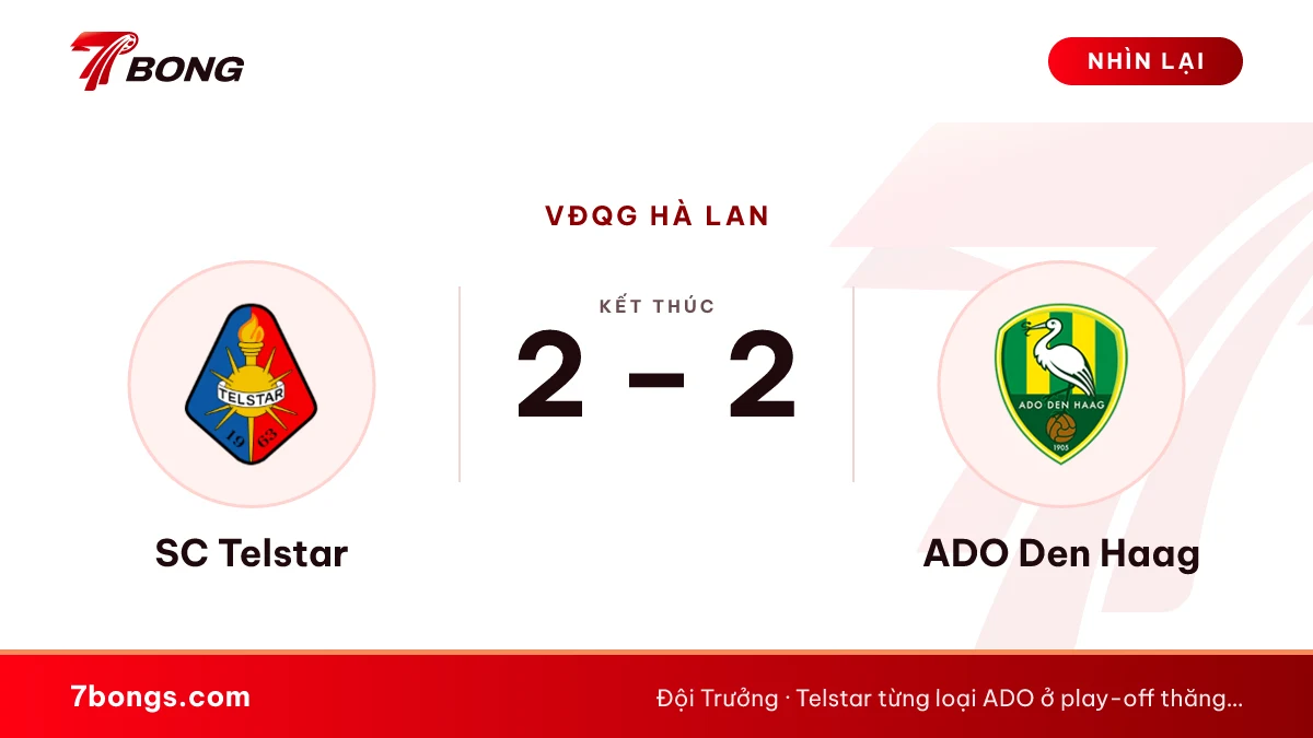 Nhận định Telstar vs ADO Den Haag: gặp lại đối thủ play-off