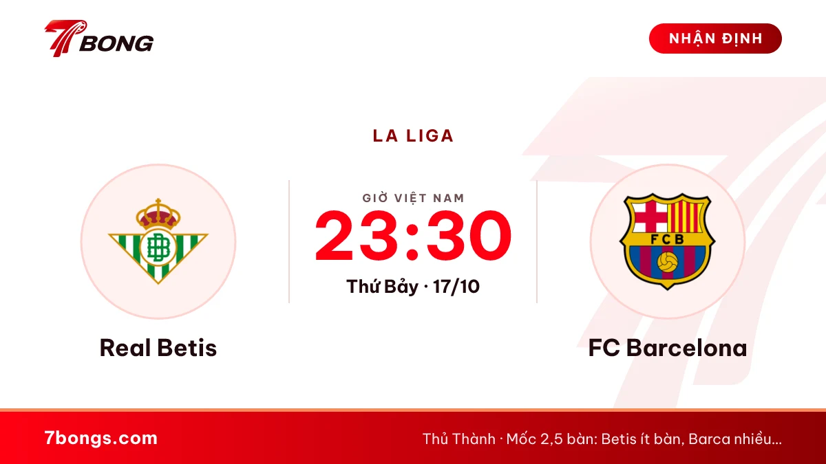 Nhận định Betis vs Barcelona: hàng thủ chắc gặp 34 bàn thắng