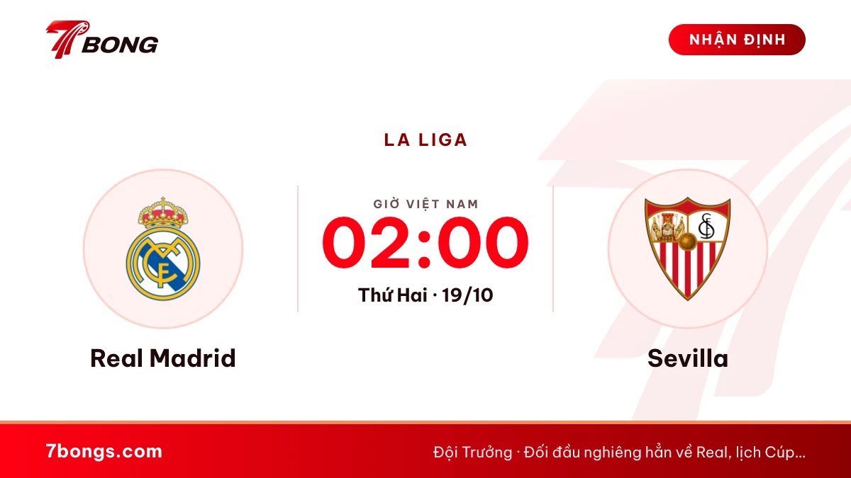 Nhận định Real Madrid vs Sevilla: chủ nhà thiếu Vinícius