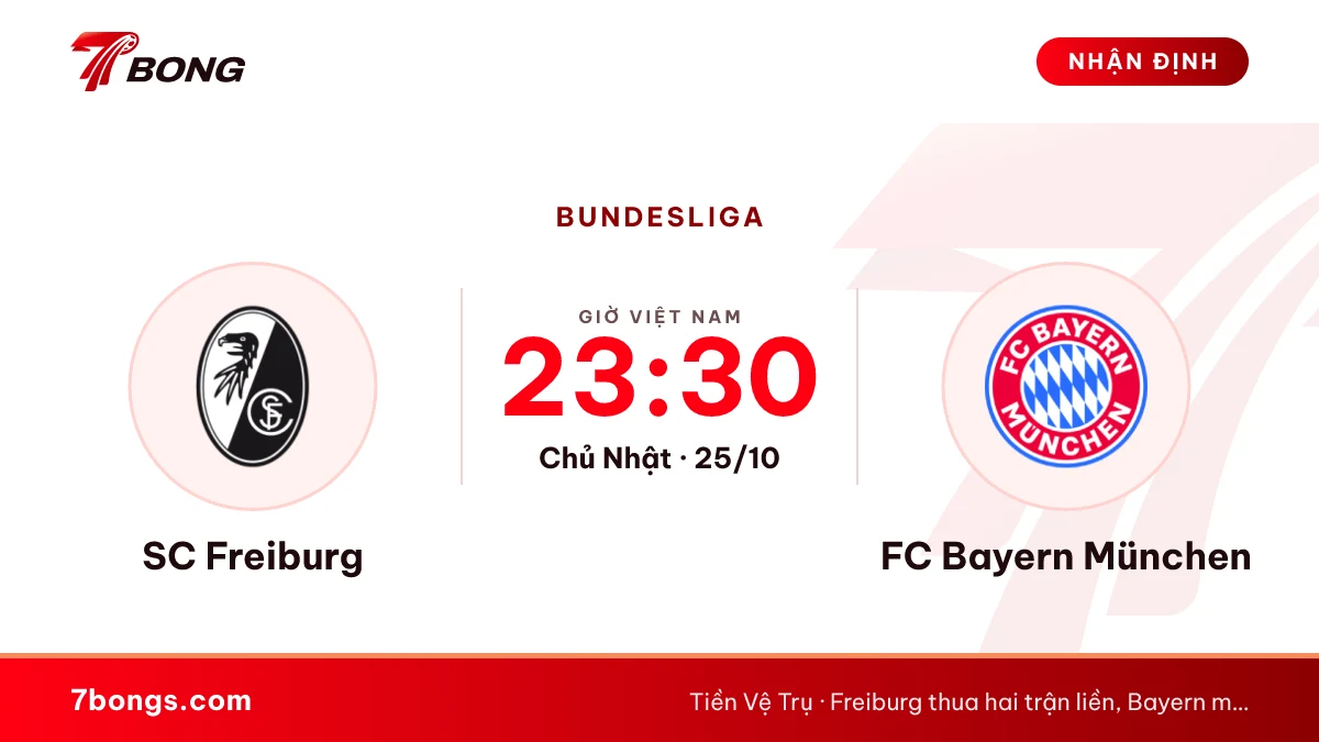 Nhận định SC Freiburg vs FC Bayern München ngày 25/10/2026