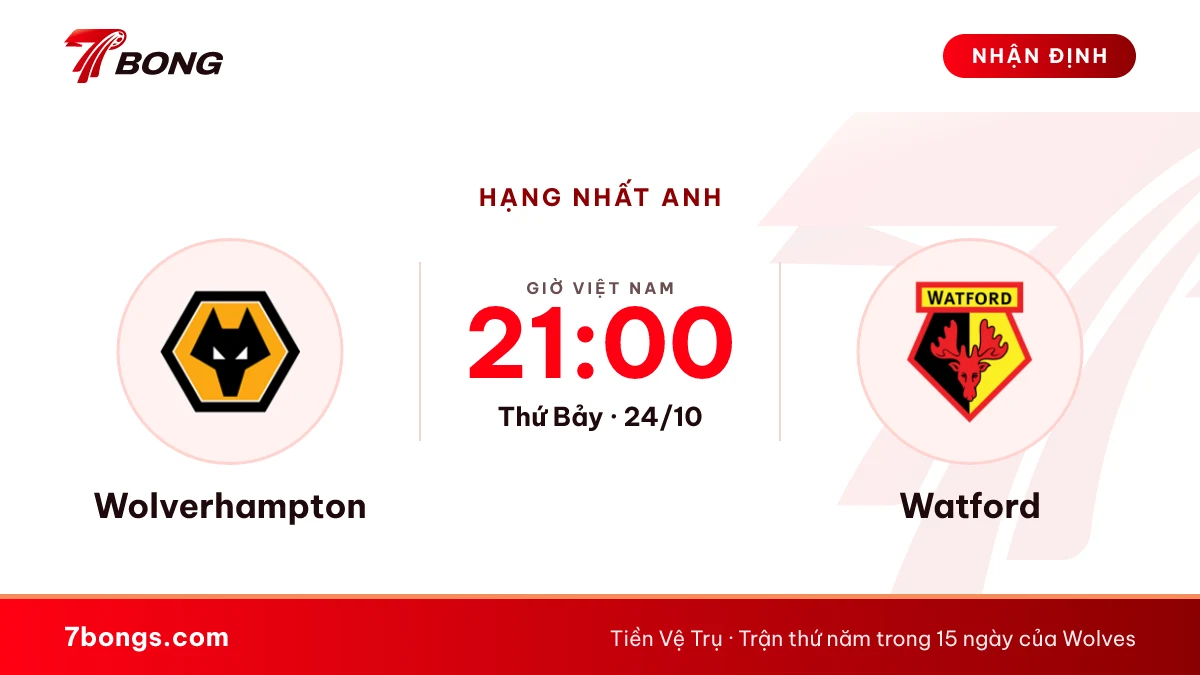 Nhận định Wolverhampton vs Watford ngày 24/10/2026