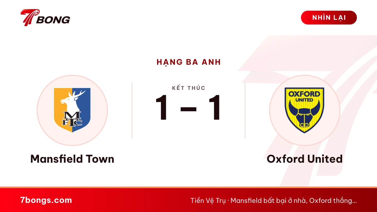 Nhận định Mansfield vs Oxford: pháo đài gặp đội khách mạnh