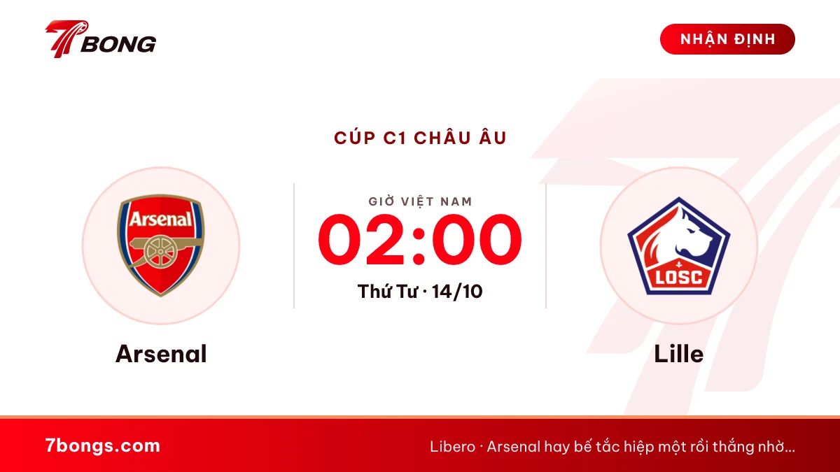 Nhận định Arsenal vs Lille: Arsenal mạnh dần sau giờ nghỉ