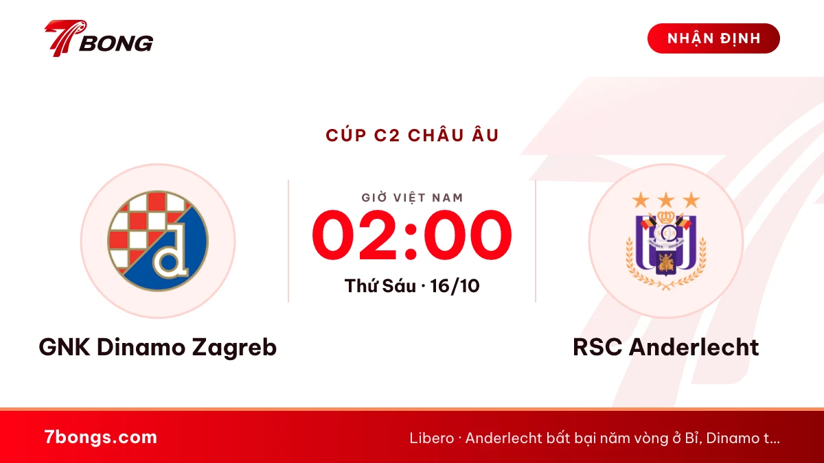 Nhận định Dinamo Zagreb vs Anderlecht: sau trận derby