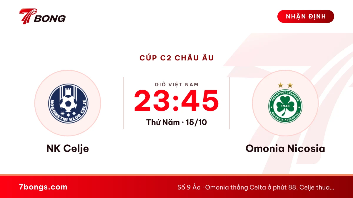 Nhận định Celje vs Omonia: kẻ thắng Celta làm khách