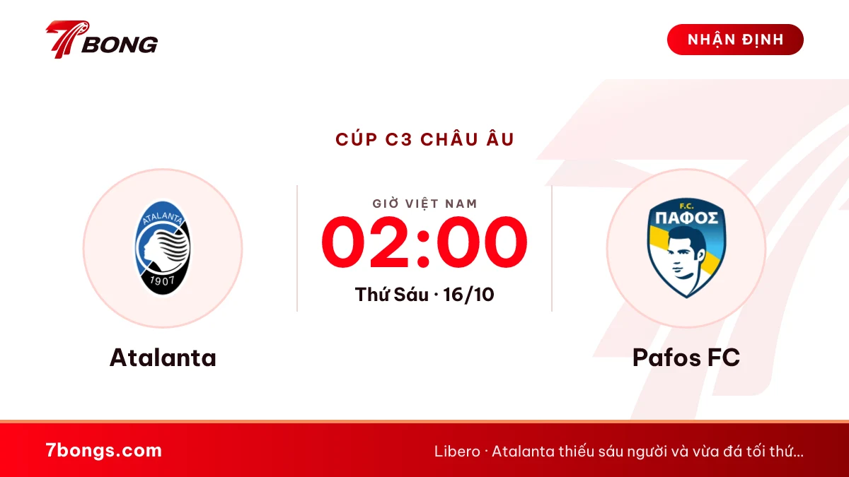 Nhận định Atalanta vs Pafos: ra quân Conference League