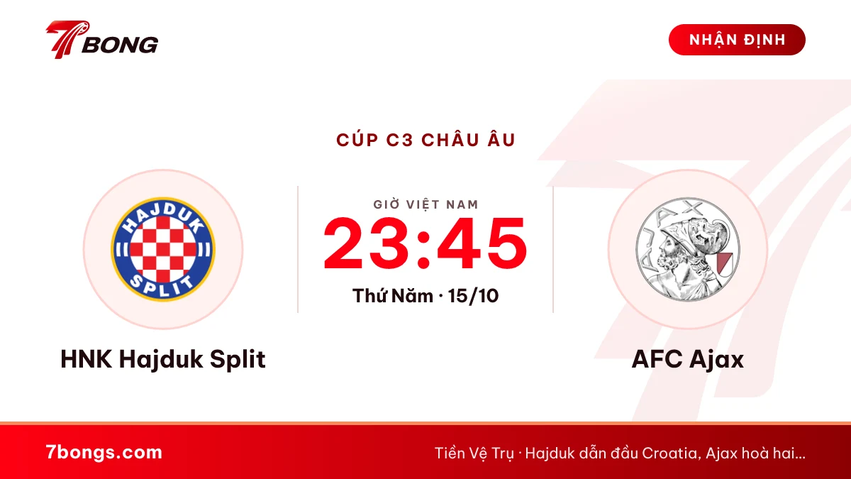 Nhận định Hajduk Split vs Ajax: đầu bảng Croatia tiếp Ajax