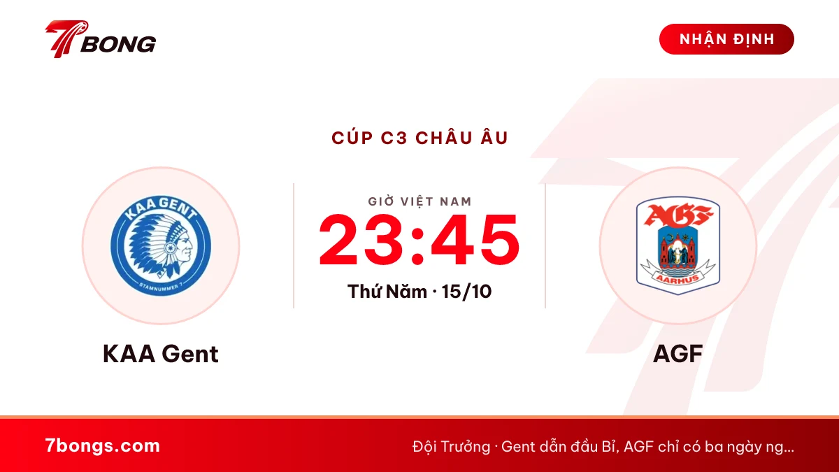 Nhận định Gent vs AGF: đội đầu bảng Bỉ ra quân