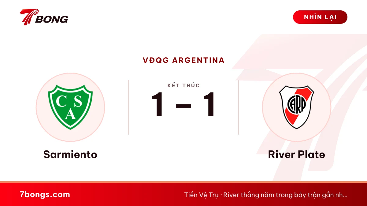 Nhận định Sarmiento vs River Plate: River đá trận bù ở Junín