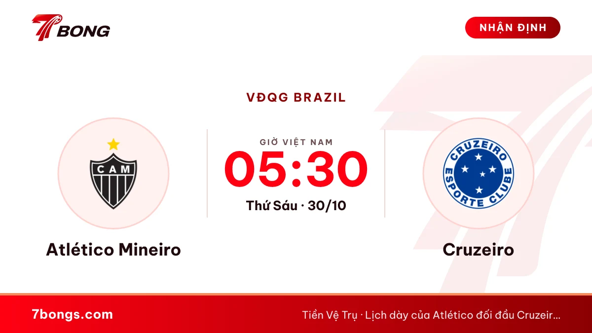 Nhận định Atlético Mineiro vs Cruzeiro ngày 30/10/2026