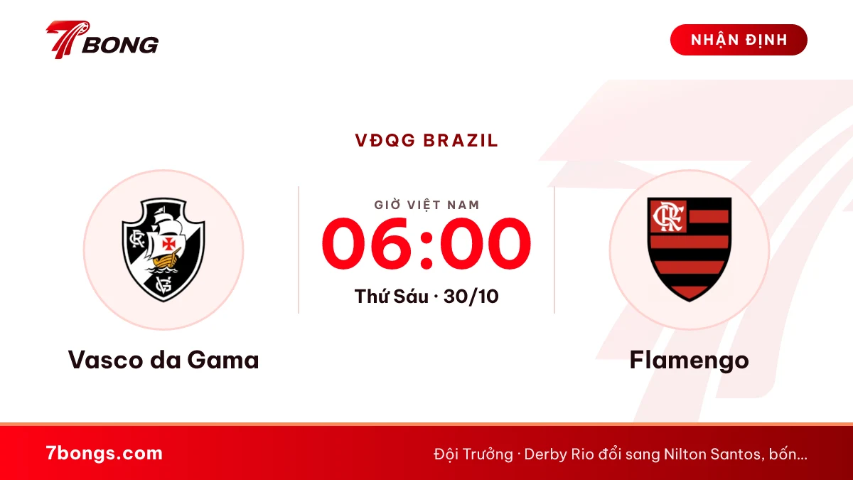Nhận định Vasco da Gama vs Flamengo ngày 30/10/2026