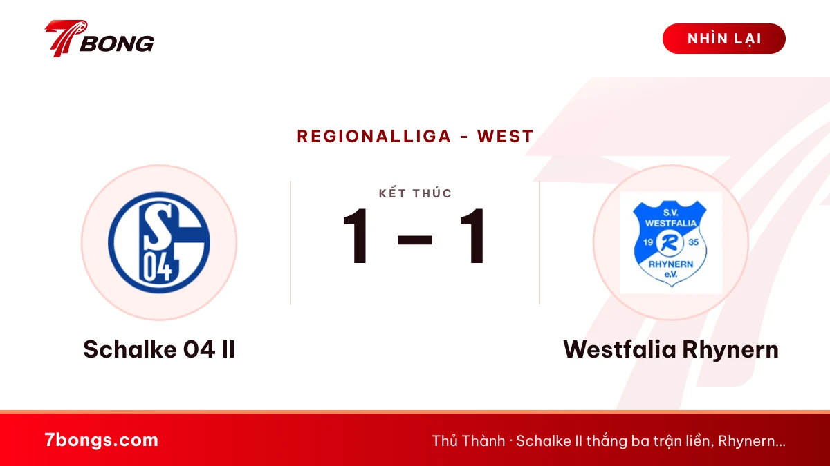 Nhận định Schalke 04 II vs Westfalia Rhynern ngày 17/10/2026