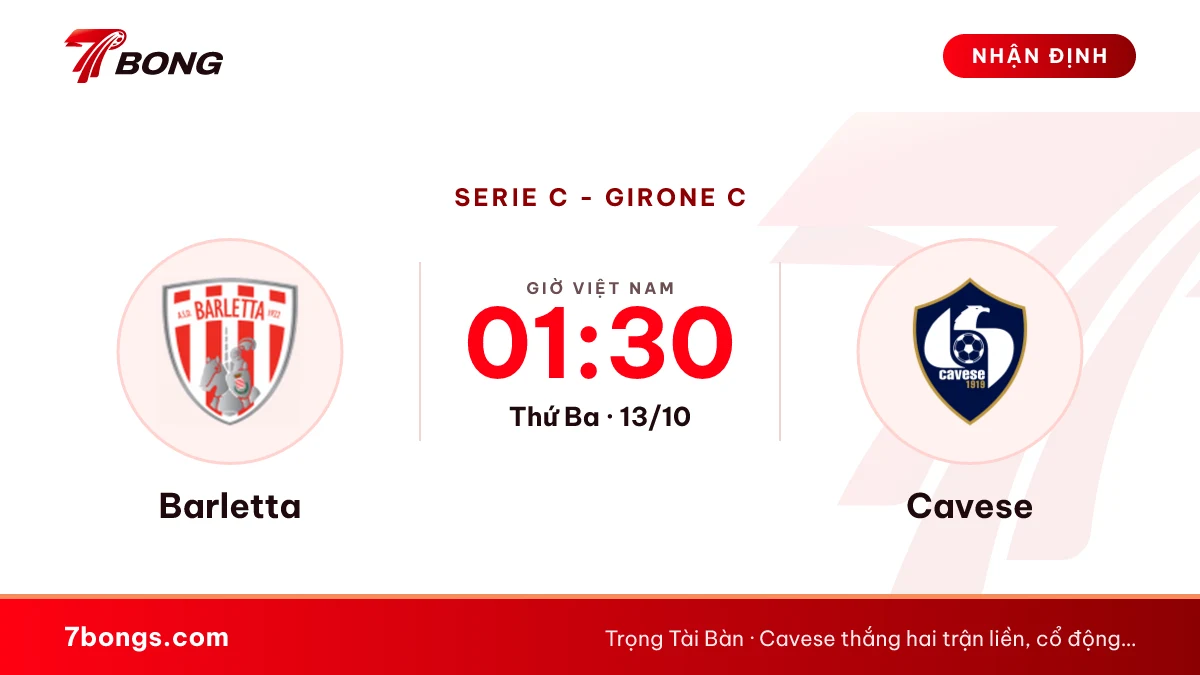 Nhận định Barletta vs Cavese: chủ nhà sáu trận chưa thắng