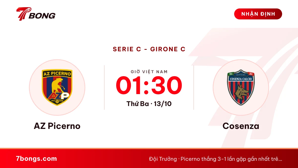 Nhận định Picerno vs Cosenza: khách chưa thắng sau tám vòng