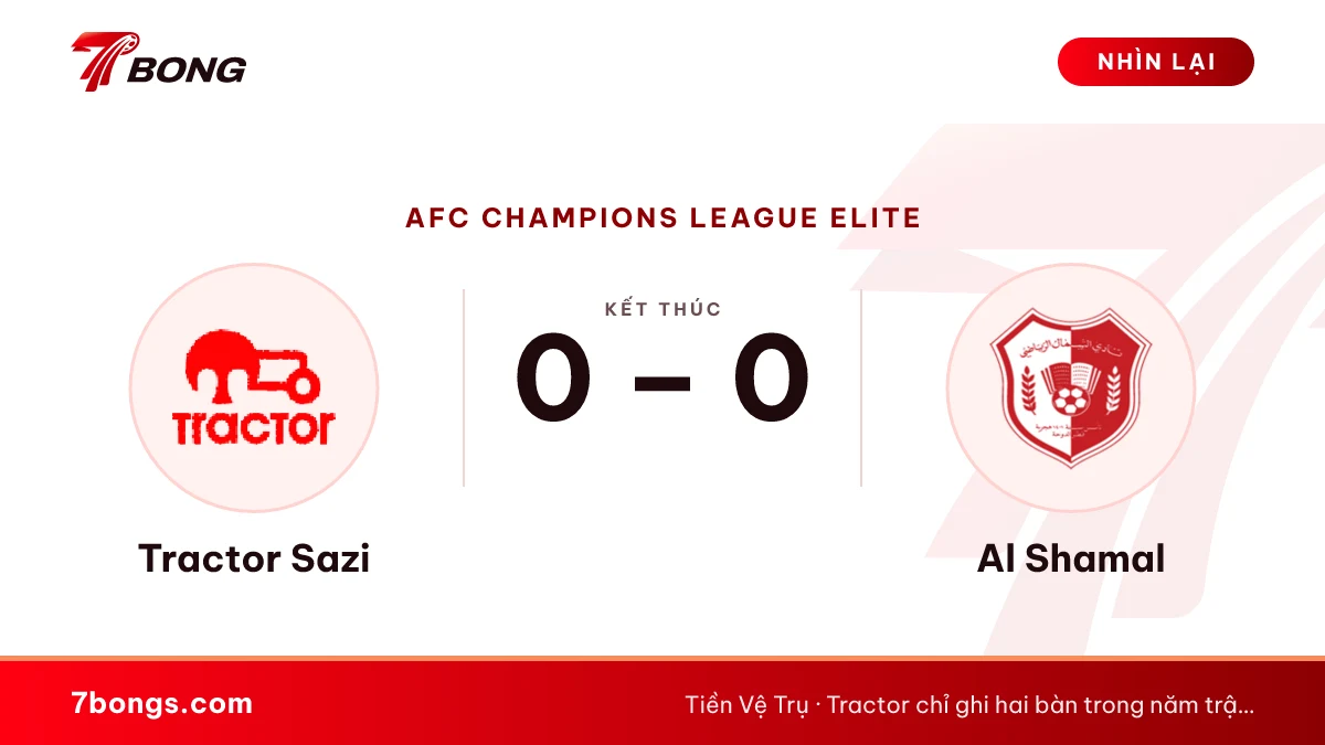 Nhận định Tractor Sazi vs Al Shamal ngày 12/10/2026