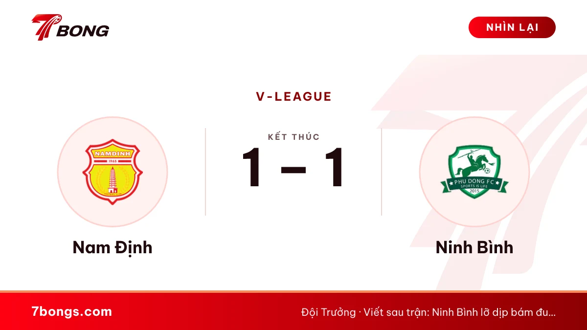 Nam Định vs Ninh Bình 1-1: Mạnh Quỳnh cứu một điểm